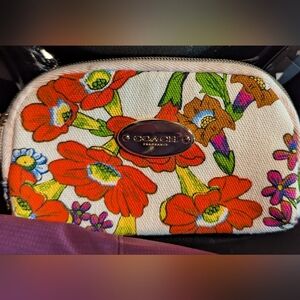 Coach Multicolor Floral Canvas Mini Coin Bag